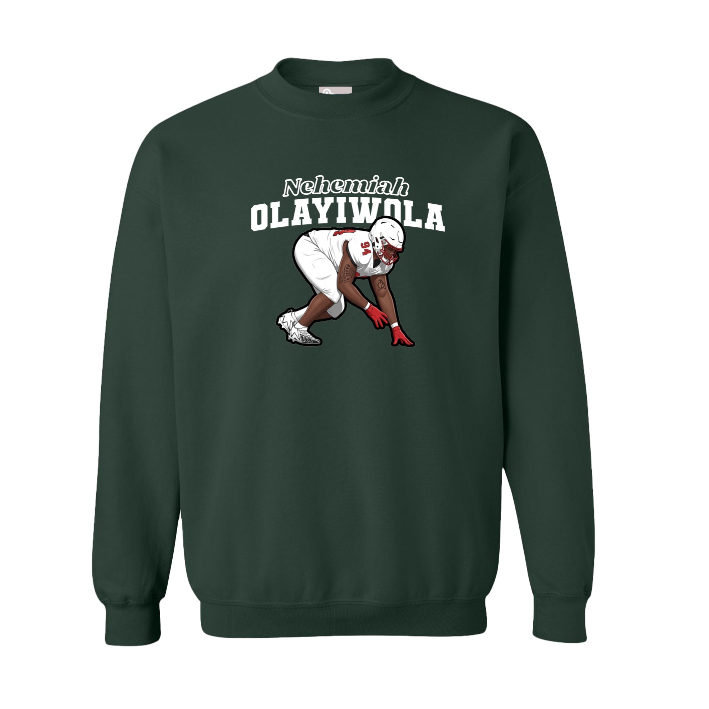 Fleece Crew — Name Arch in Green