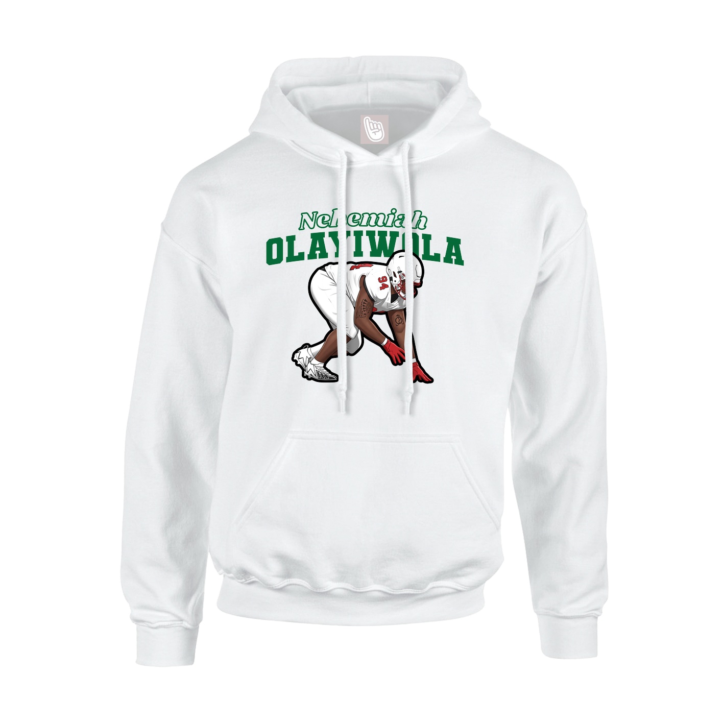 Youth Hoodie — Name Arch in White