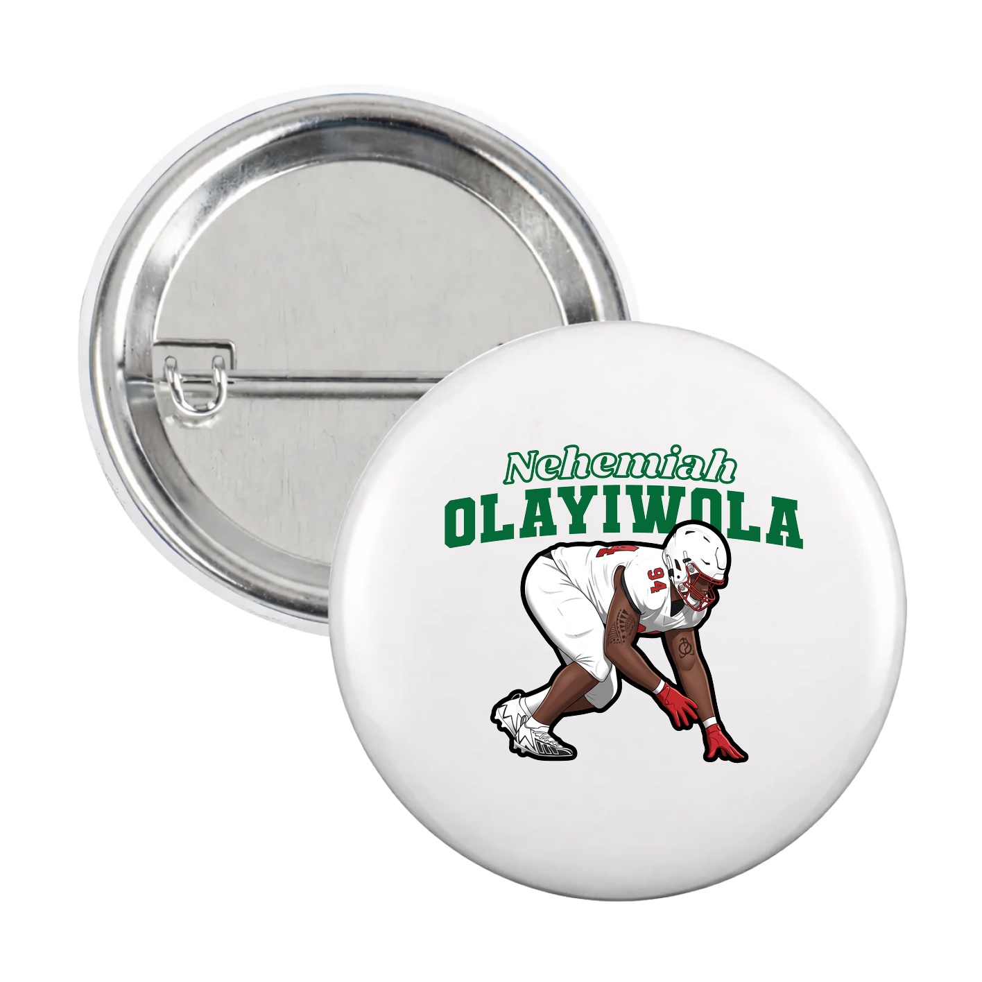 Game Day Button — Name Arch in White
