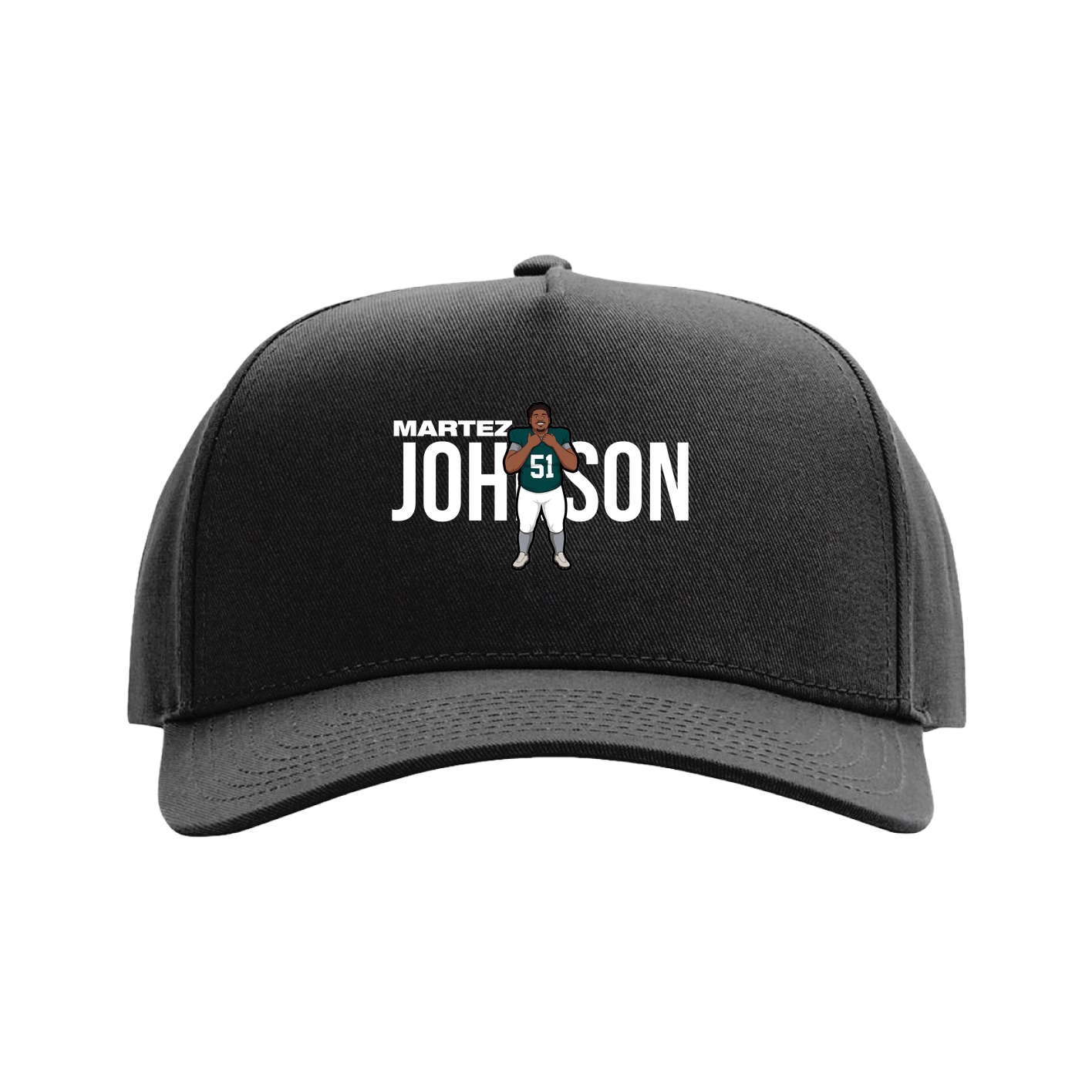 Full Fabric Five-Panel Champ Cap — Player Name in Black