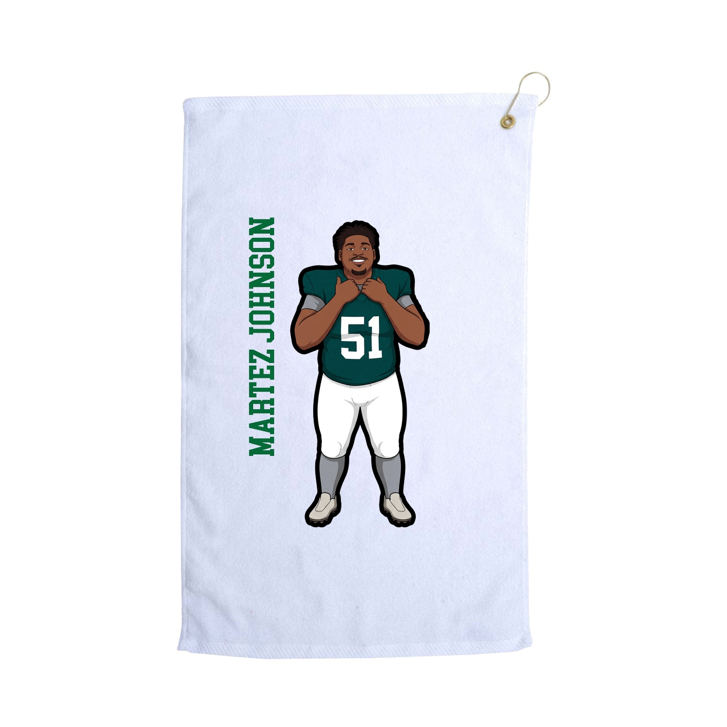 Golf Towel — Name Vertical in White