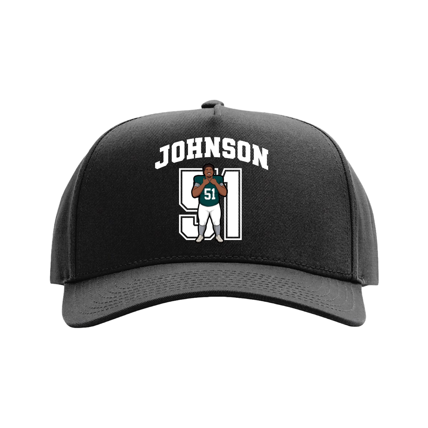 Full Fabric Five-Panel Champ Cap — Number in Black