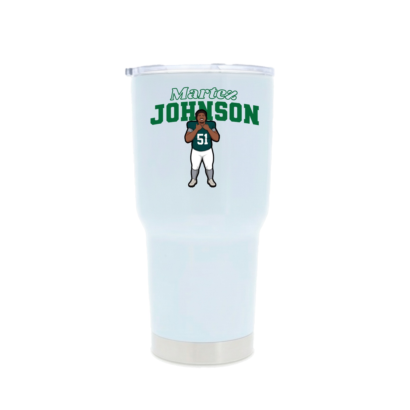 30oz Stainless Steel Tumbler — Name Arch in White