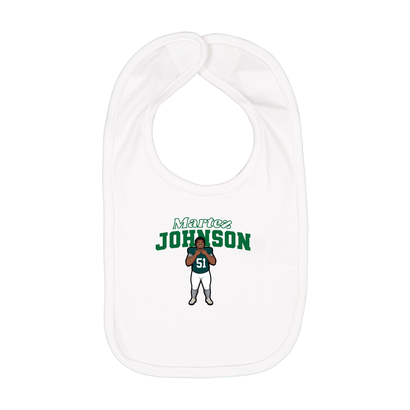 Infant Bib — Name Arch in White
