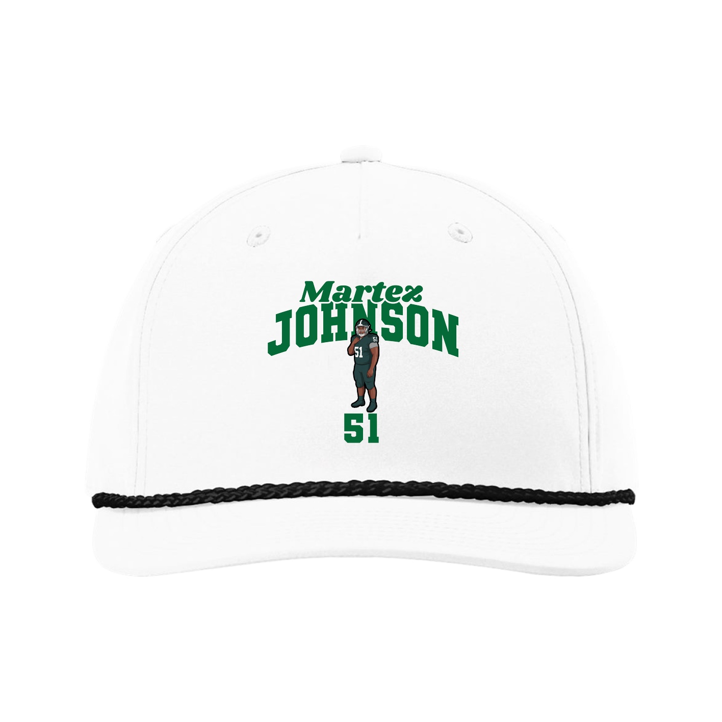 Five-Panel Classic Rope Cap — Signature Arch in White