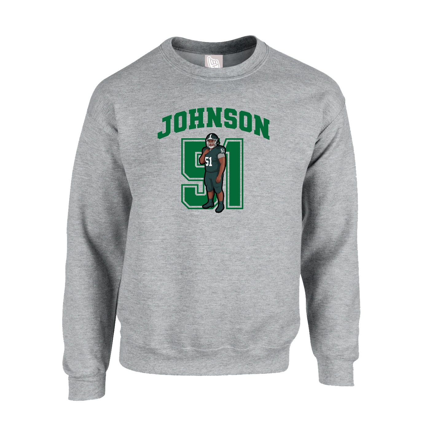 Fleece Crew — Number in Grey