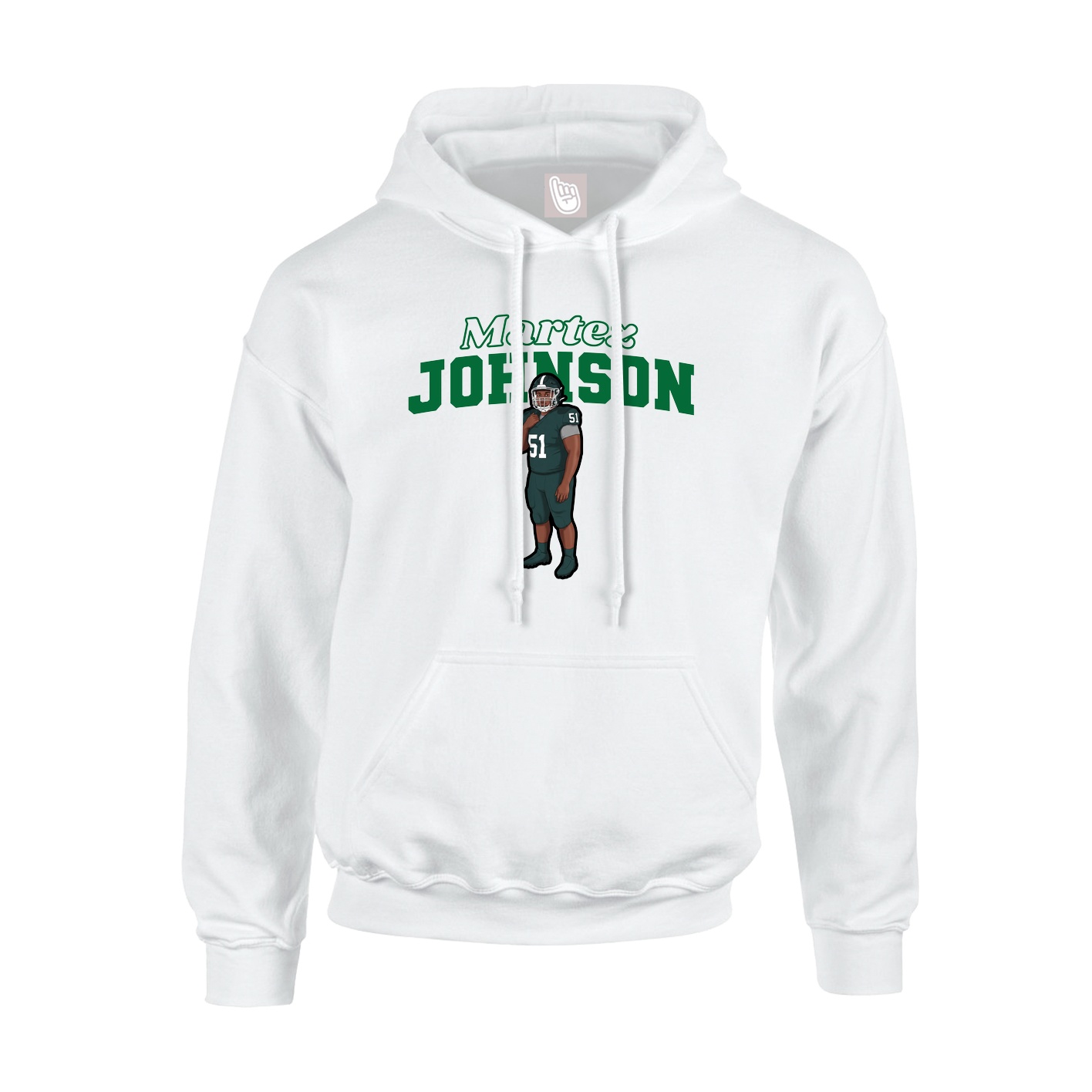Youth Hoodie — Name Arch in White