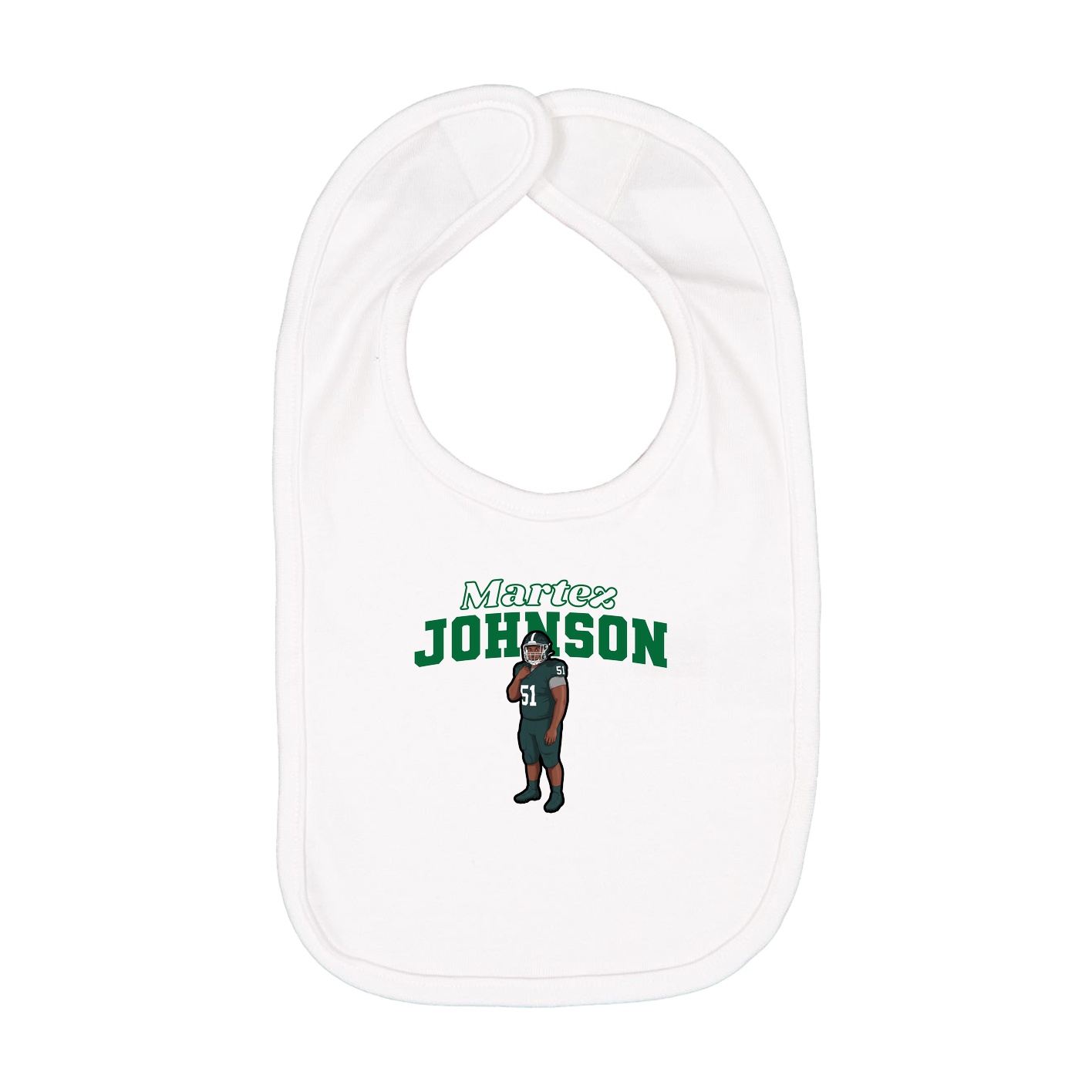 Infant Bib — Name Arch in White