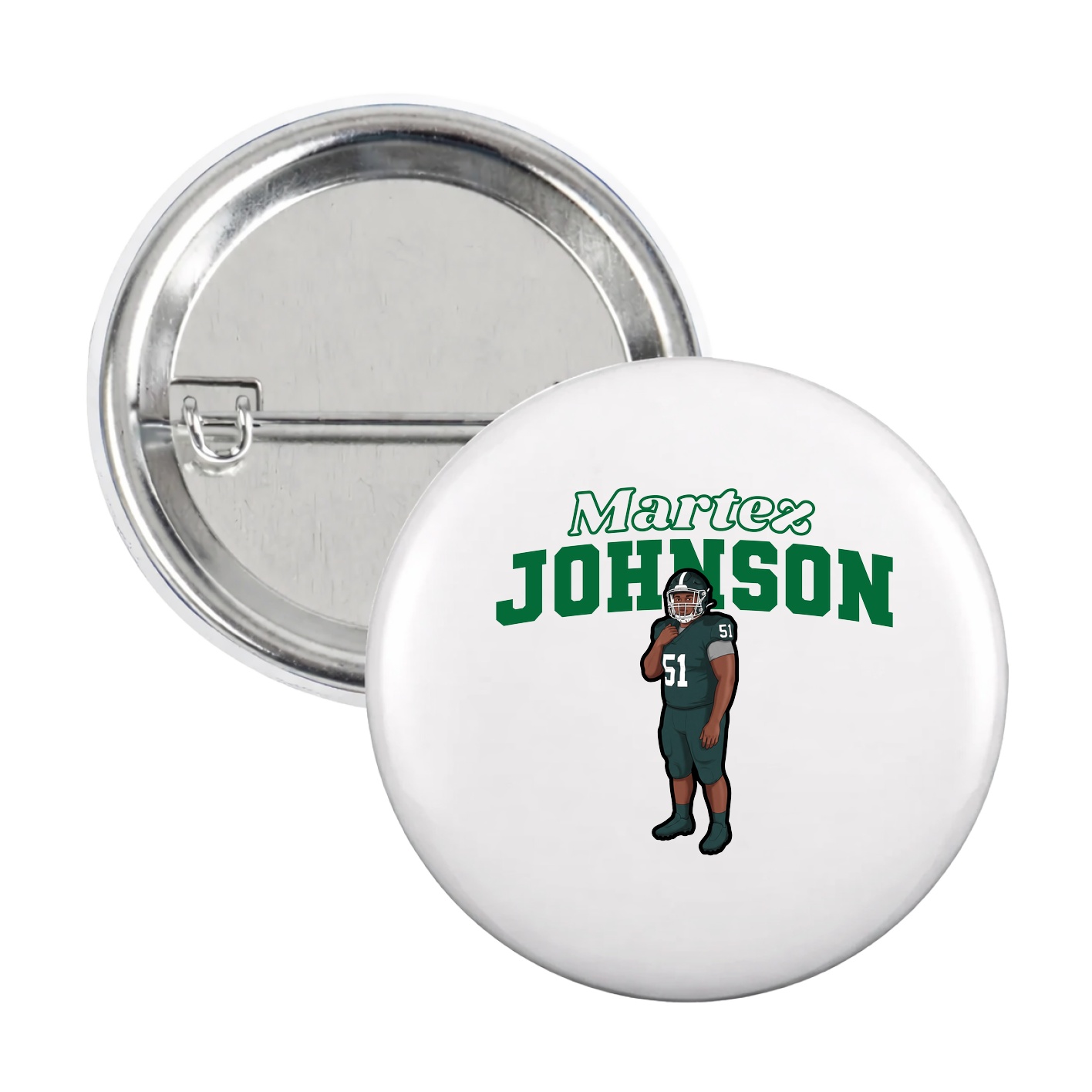 Game Day Button — Name Arch in White