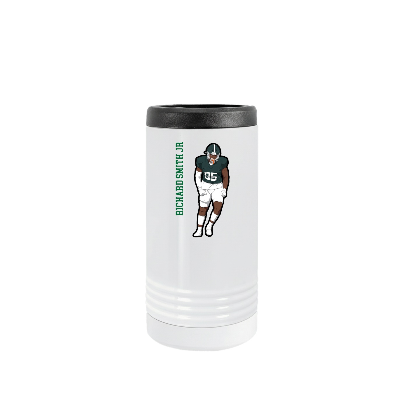 Slim Beverage Holder — Name Vertical in White