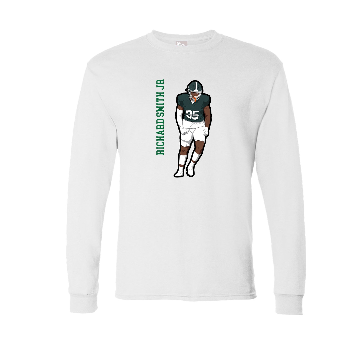 Long Sleeve Tee — Name Vertical in White