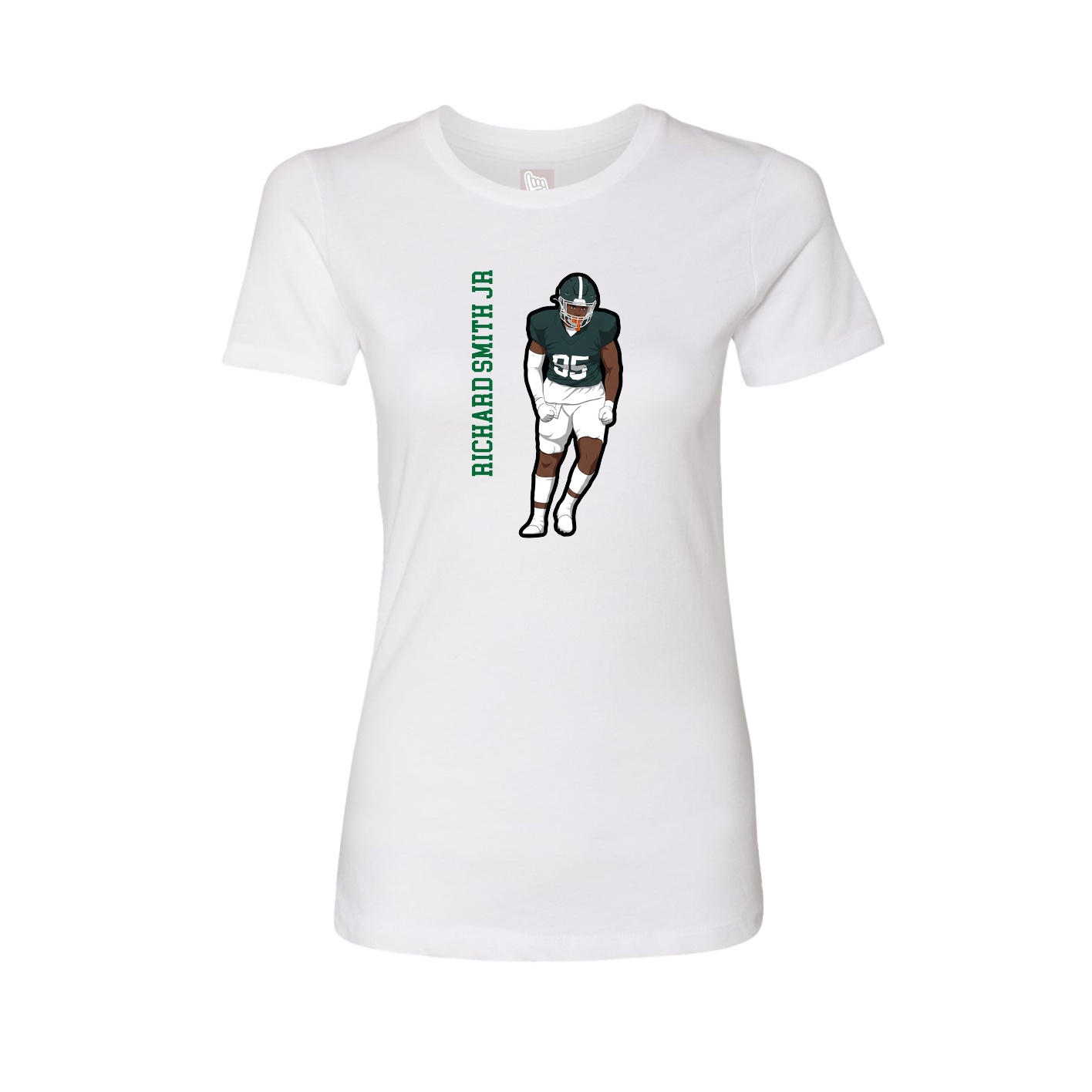 Fitted Women's Tee — Name Vertical in White