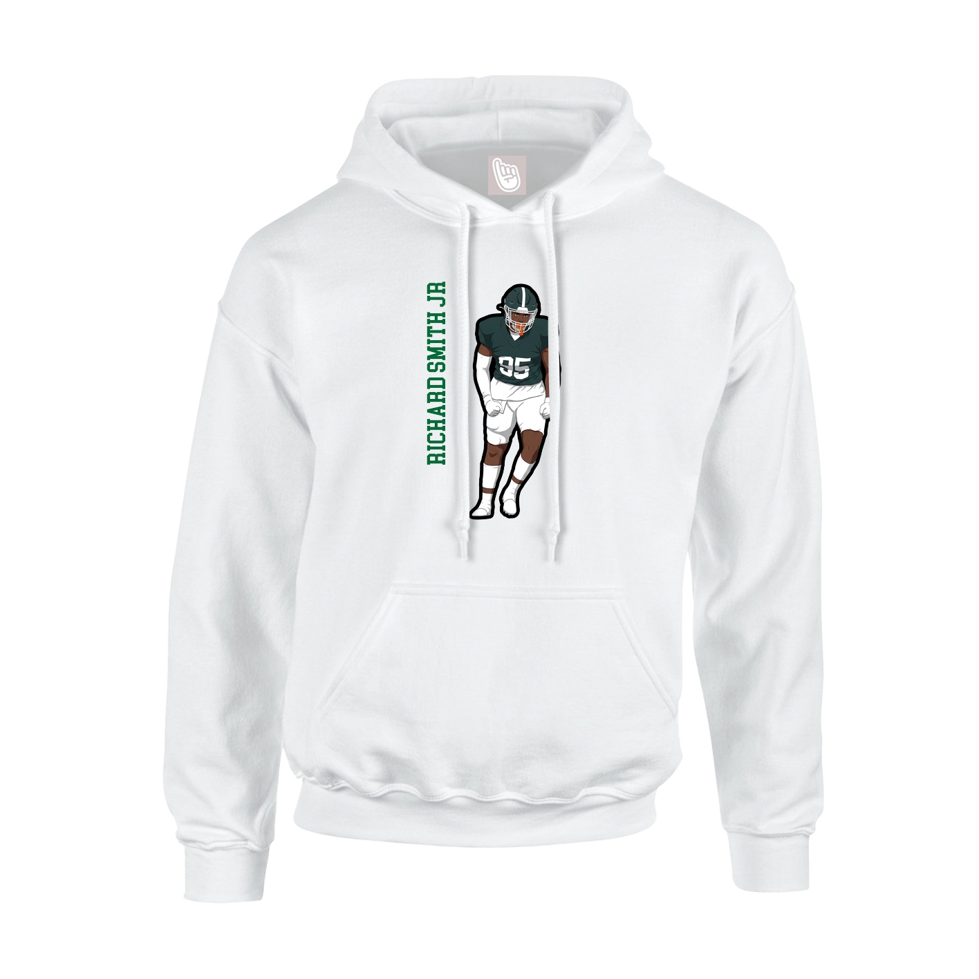 Youth Hoodie — Name Vertical in White