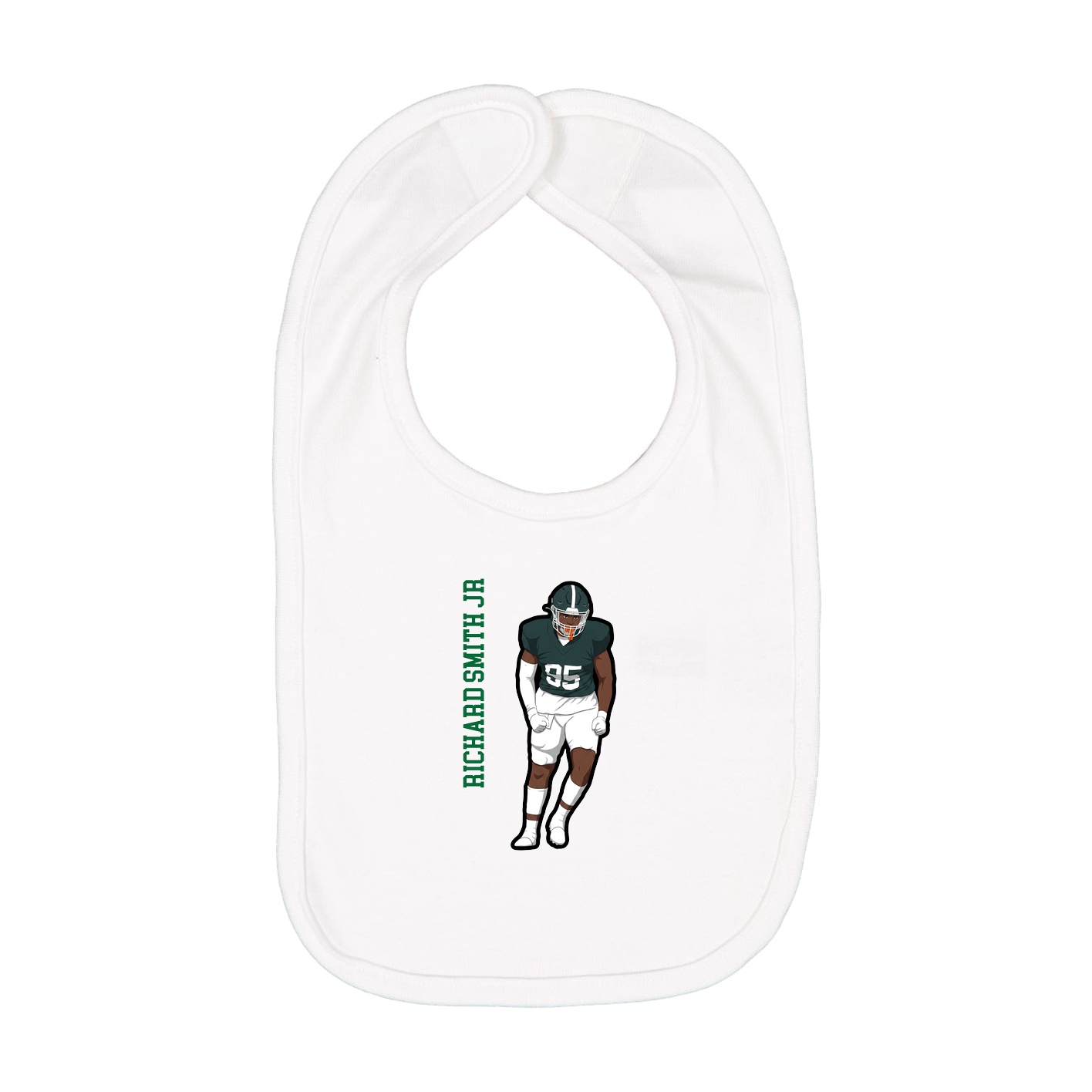 Infant Bib — Name Vertical in White