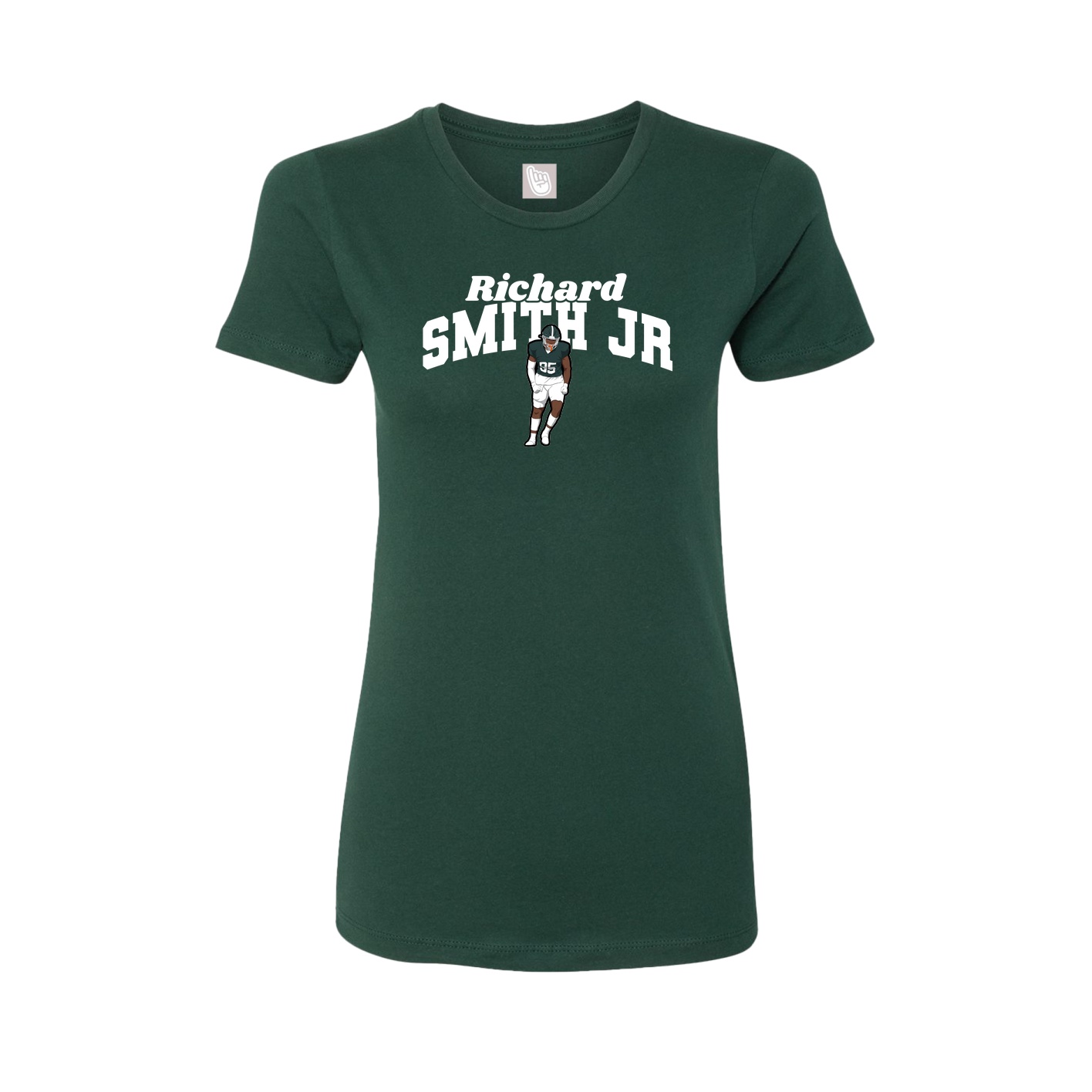 Fitted Women's Tee — Signature Arch in Green