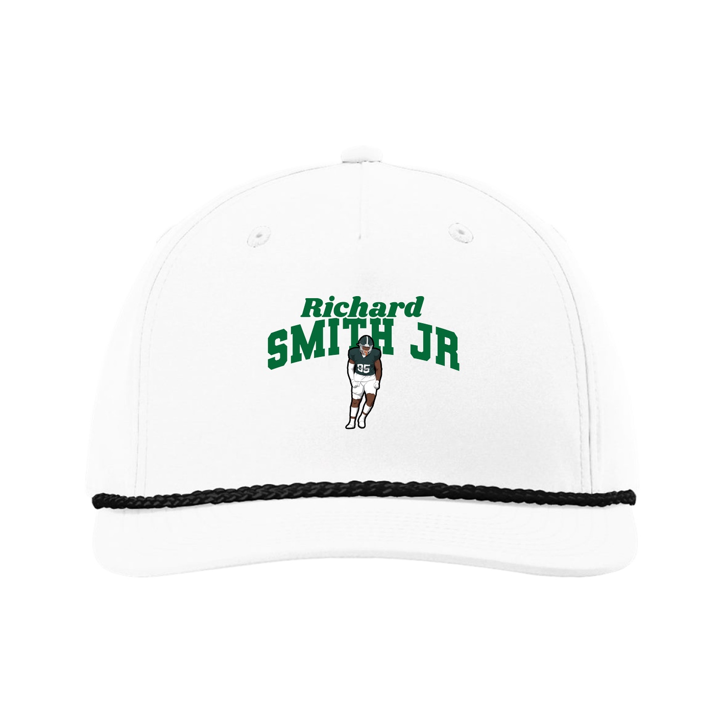 Five-Panel Classic Rope Cap — Signature Arch in White