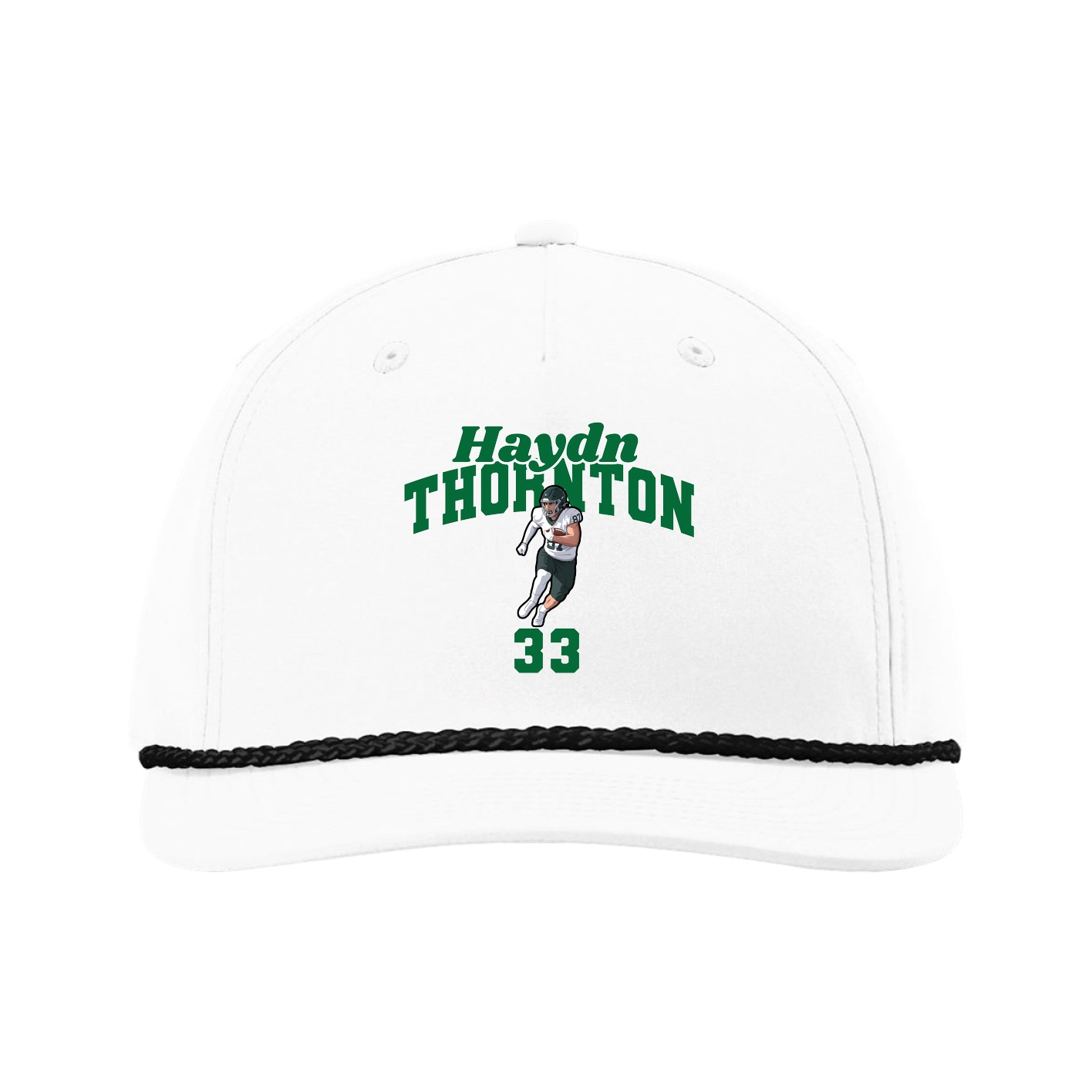 Five-Panel Classic Rope Cap — Signature Arch in White