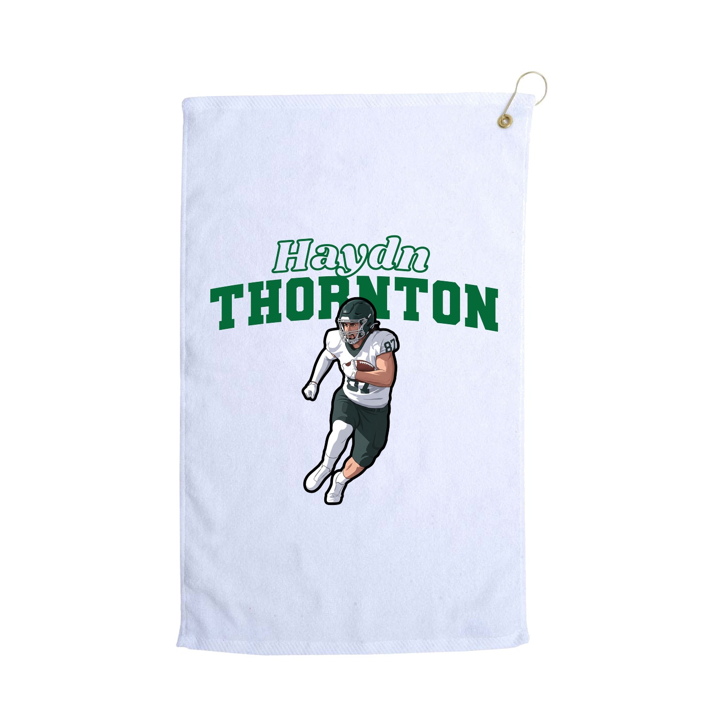 Golf Towel — Name Arch in White