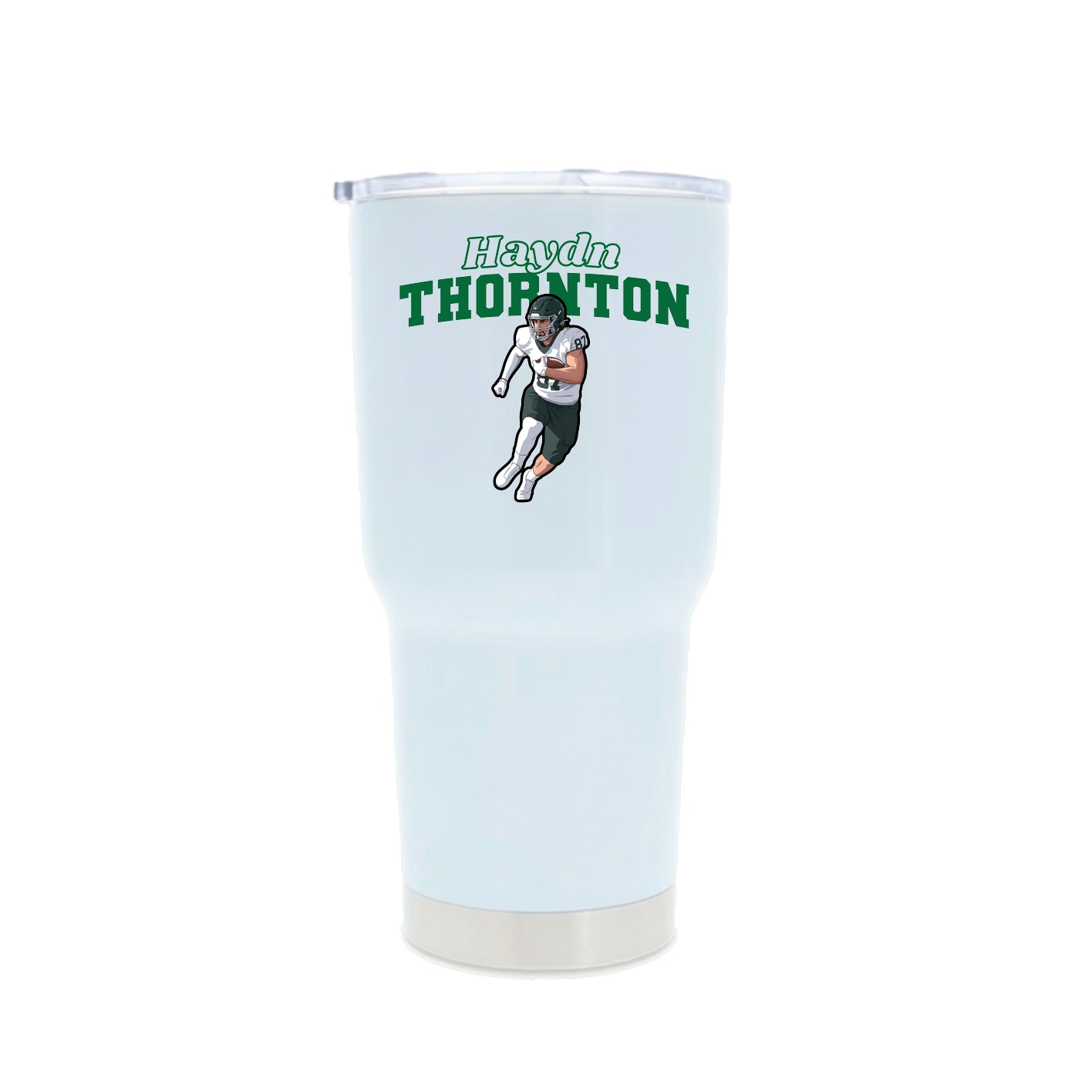 30oz Stainless Steel Tumbler — Name Arch in White