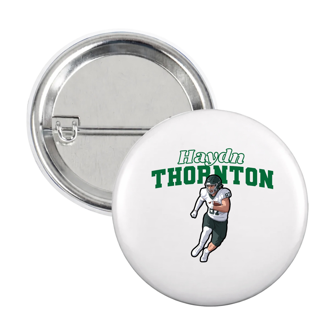 Game Day Button — Name Arch in White