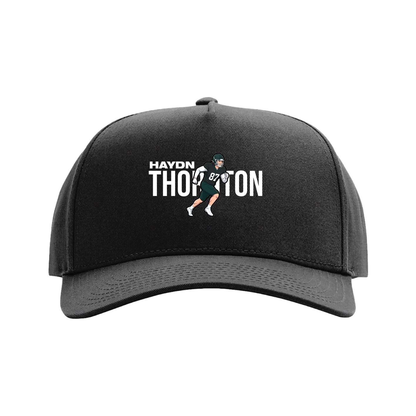 Full Fabric Five-Panel Champ Cap — Player Name in Black