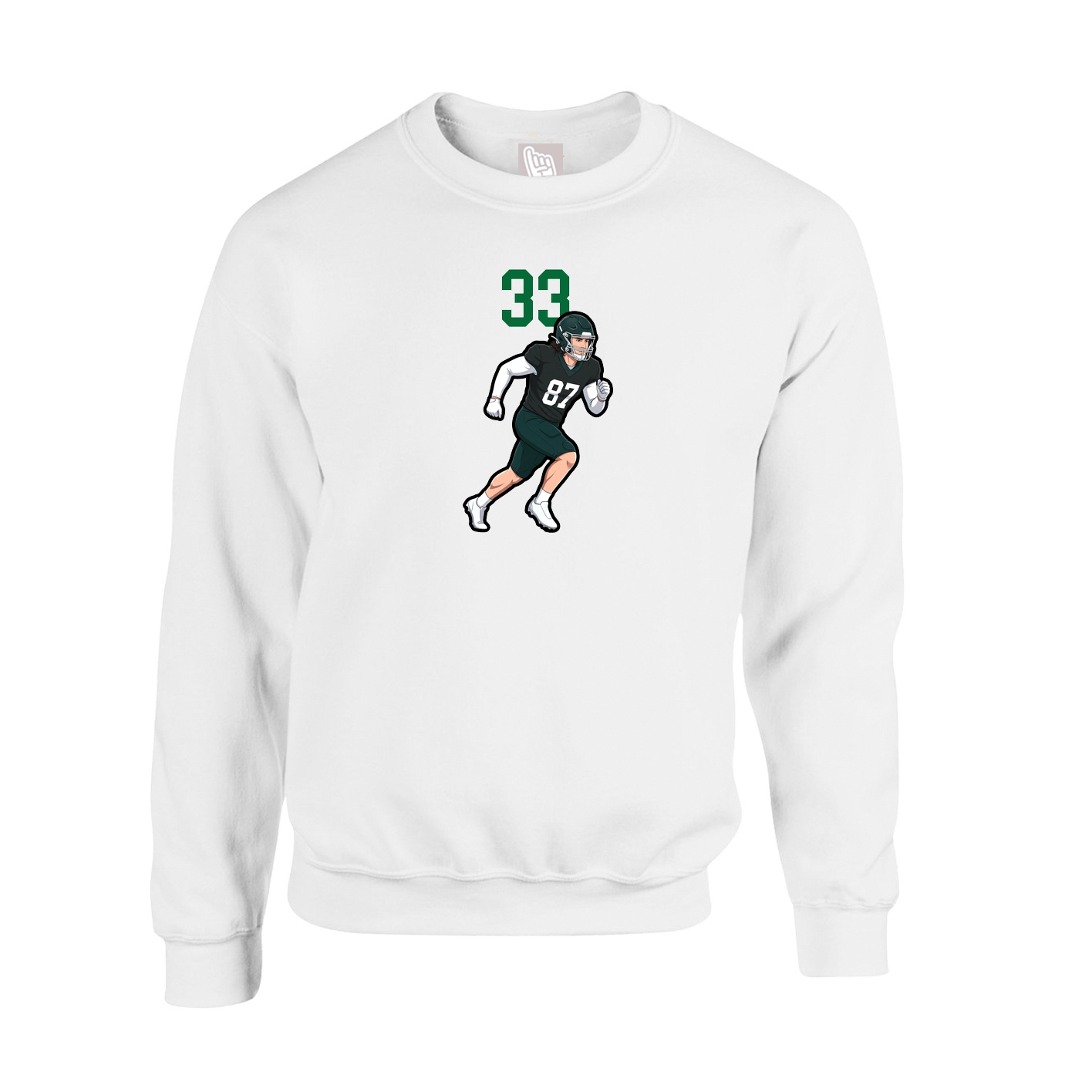 Fleece Crew — Number Top in White