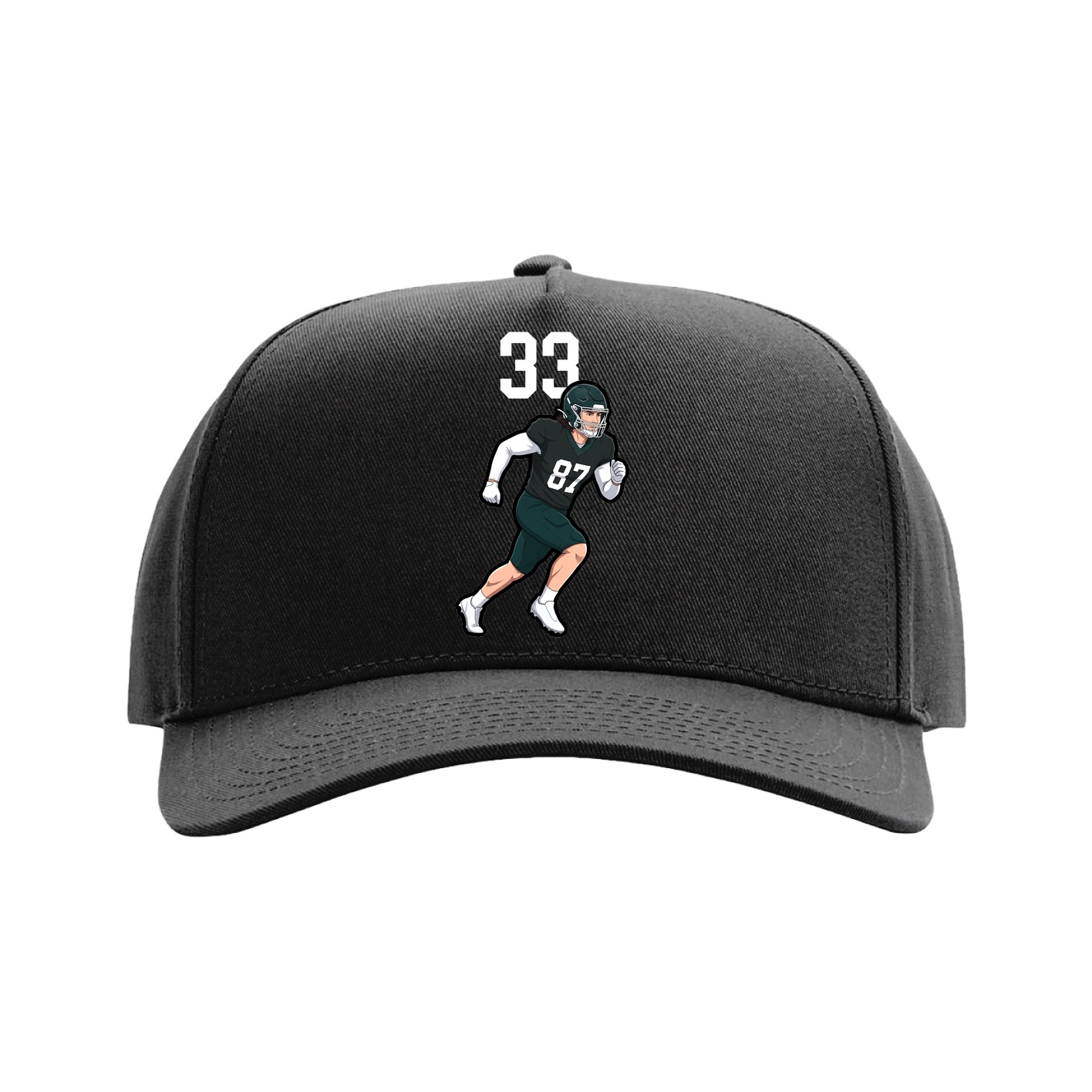 Full Fabric Five-Panel Champ Cap — Number Top in Black