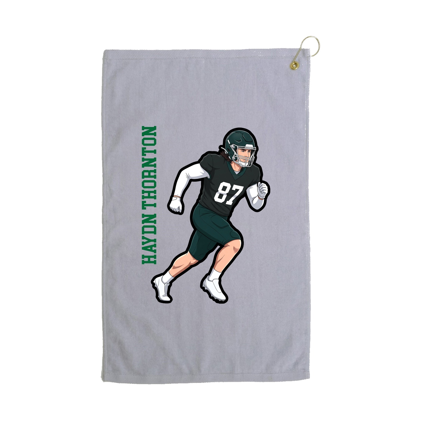 Golf Towel — Name Vertical in Grey