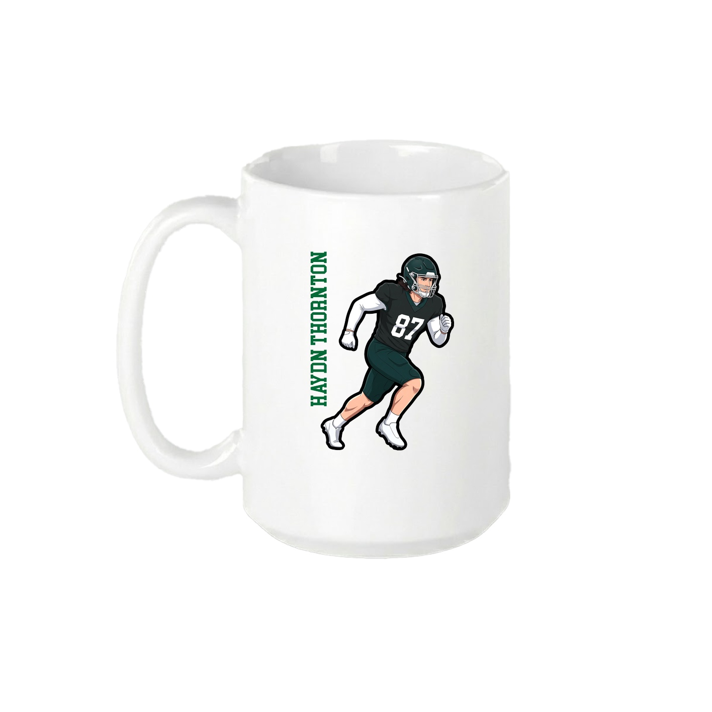 15oz Coffee Mug — Name Vertical in White