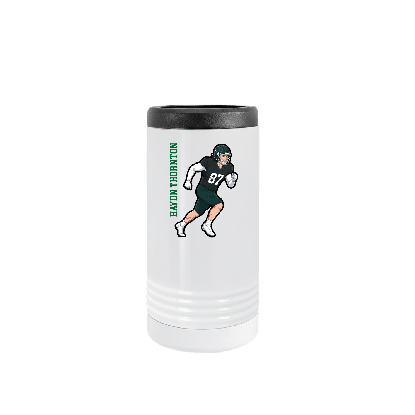 Slim Beverage Holder — Name Vertical in White