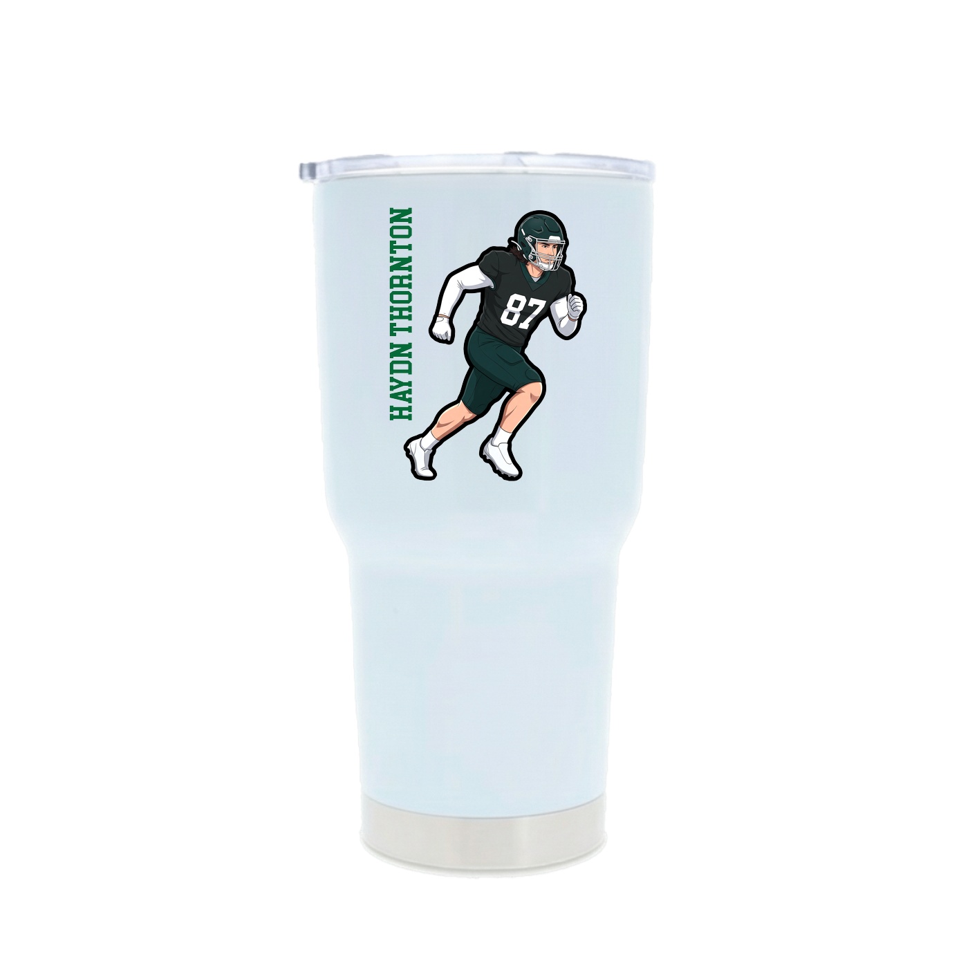 30oz Stainless Steel Tumbler — Name Vertical in White