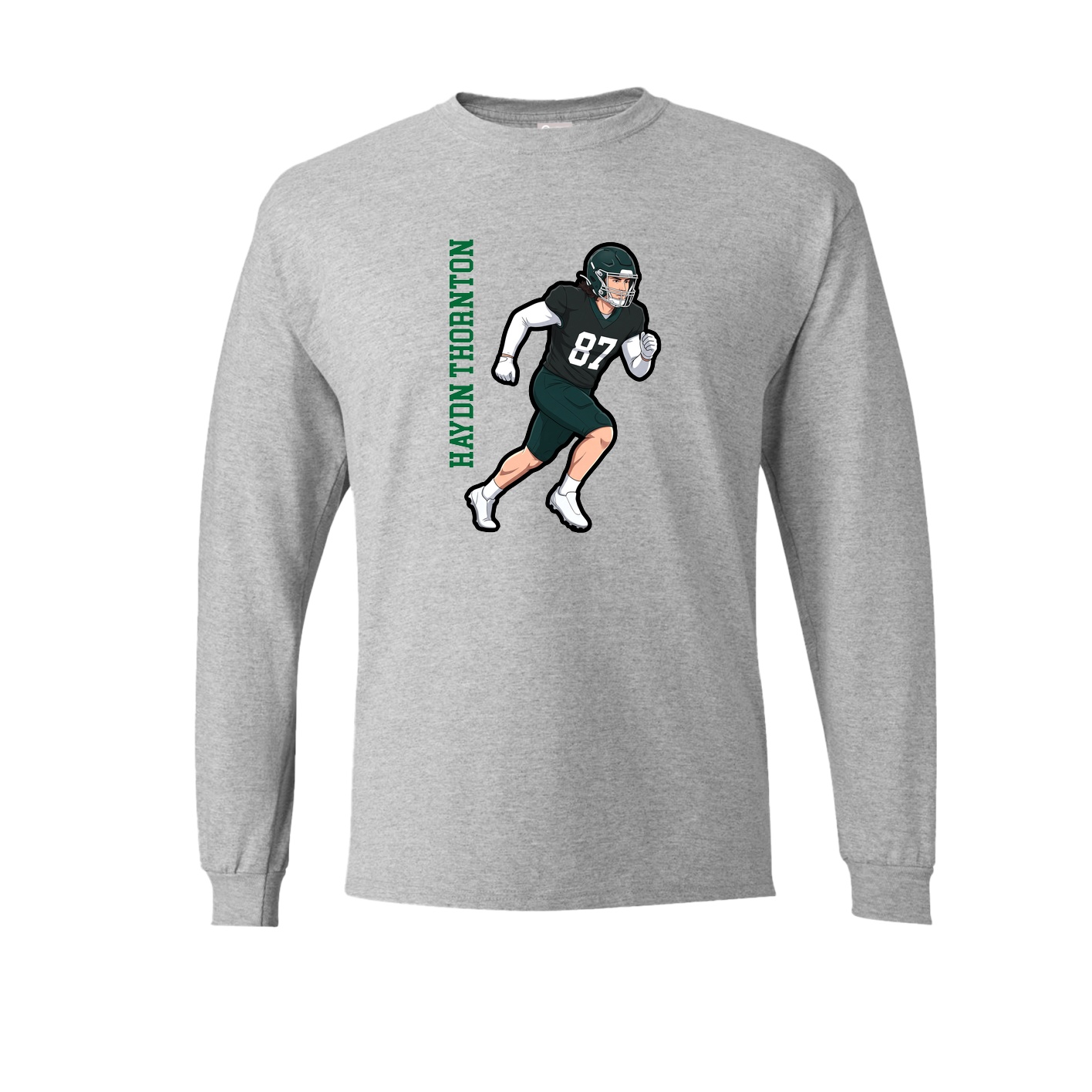 Long Sleeve Tee — Name Vertical in Grey