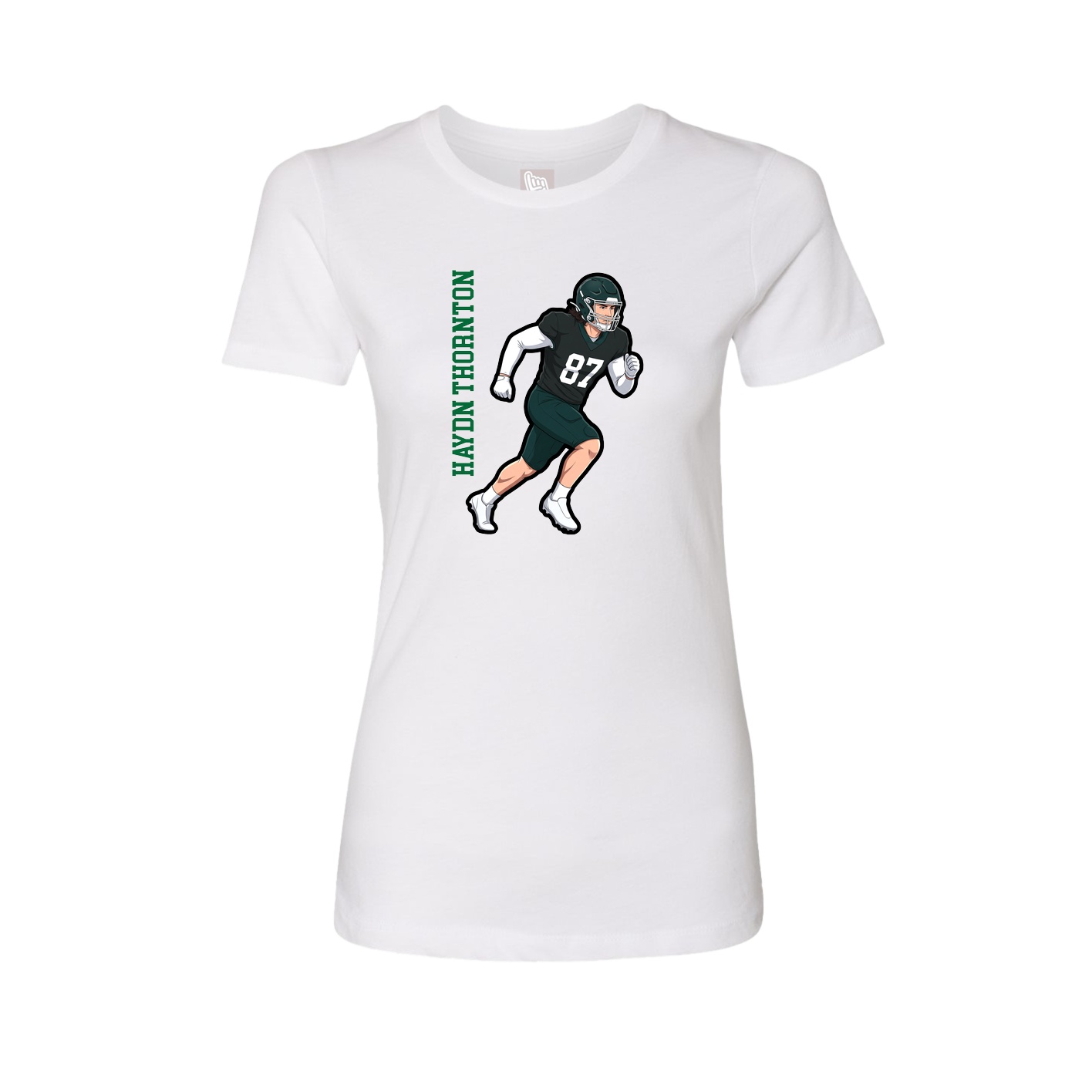 Fitted Women's Tee — Name Vertical in White