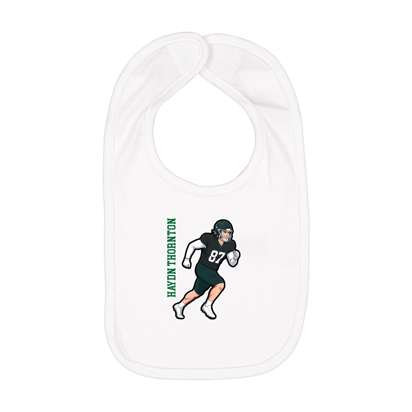 Infant Bib — Name Vertical in White