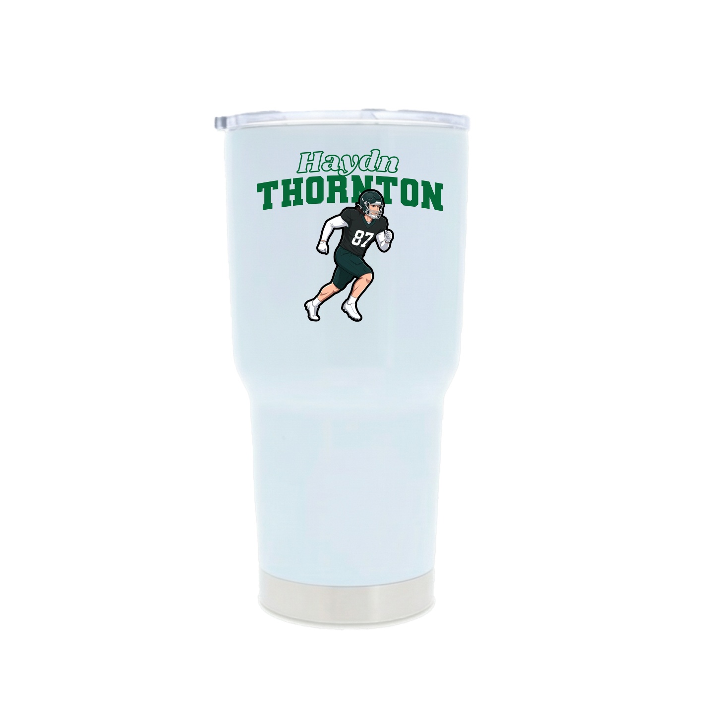 30oz Stainless Steel Tumbler — Name Arch in White