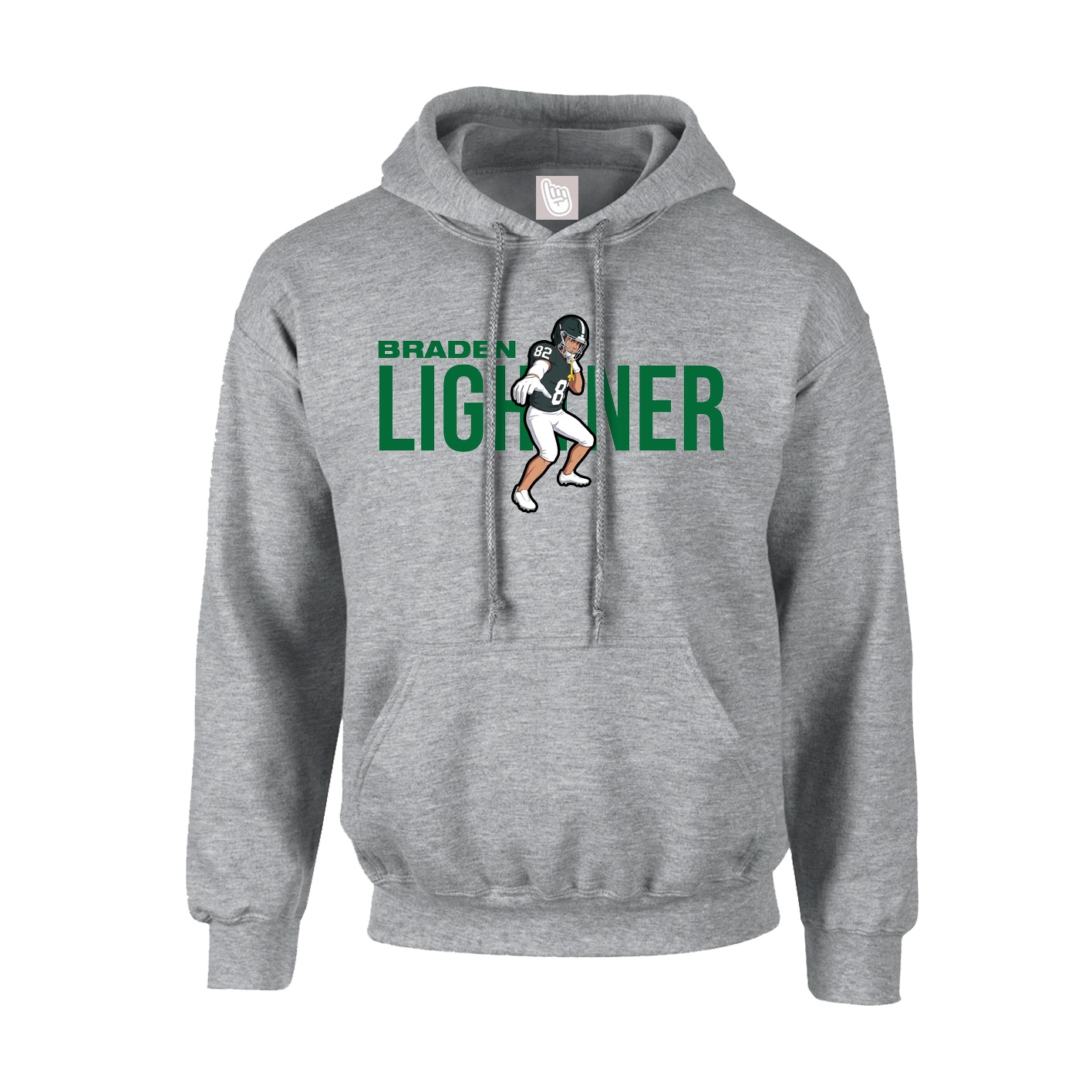 Hoodie — Player Name in Grey