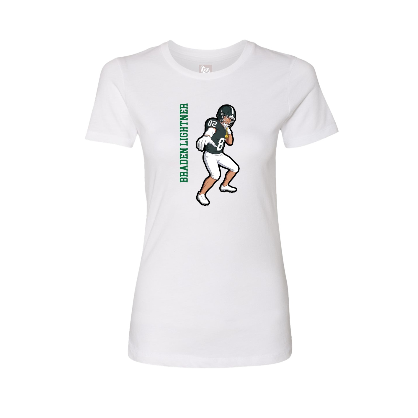 Fitted Women's Tee — Name Vertical in White