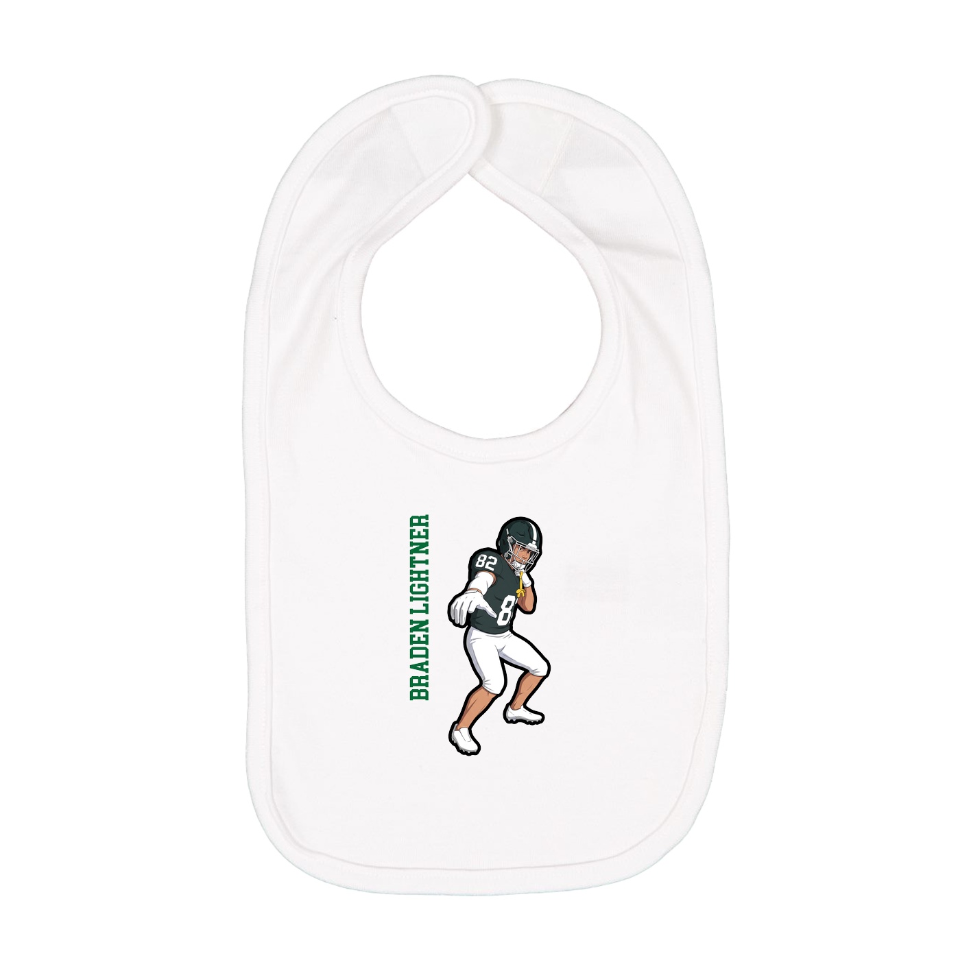 Infant Bib — Name Vertical in White