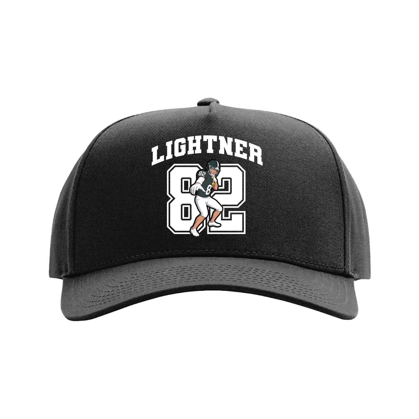 Full Fabric Five-Panel Champ Cap — Number in Black