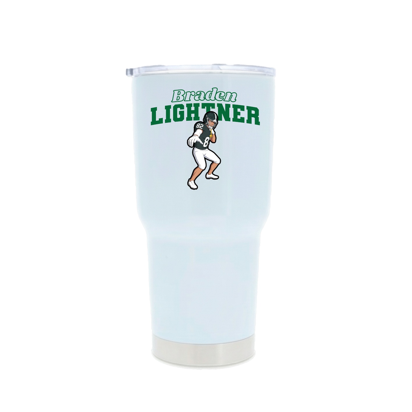 30oz Stainless Steel Tumbler — Name Arch in White