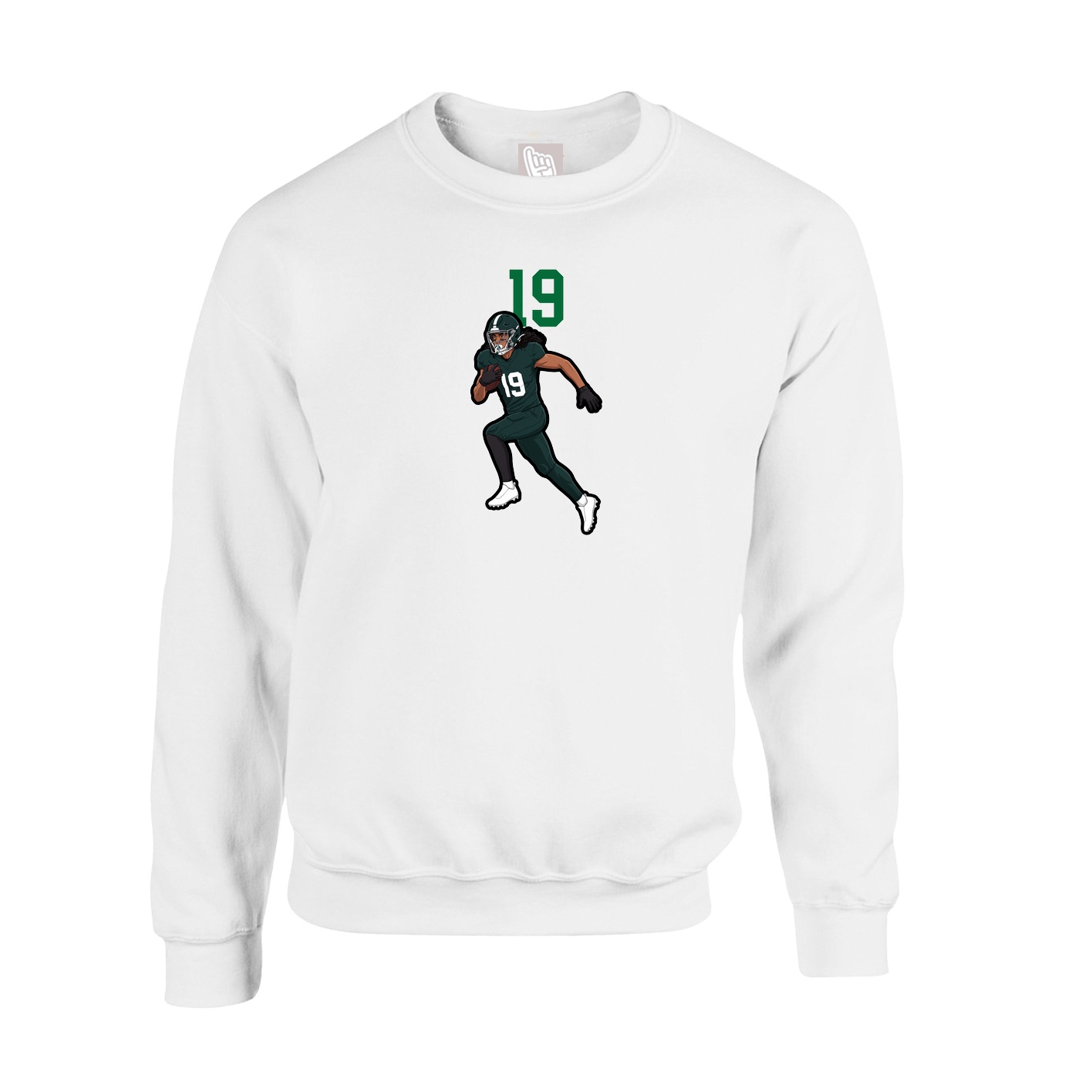 Fleece Crew — Number Top in White