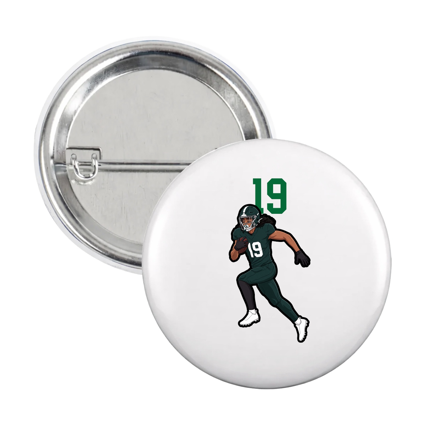 Game Day Button — Number Top in White