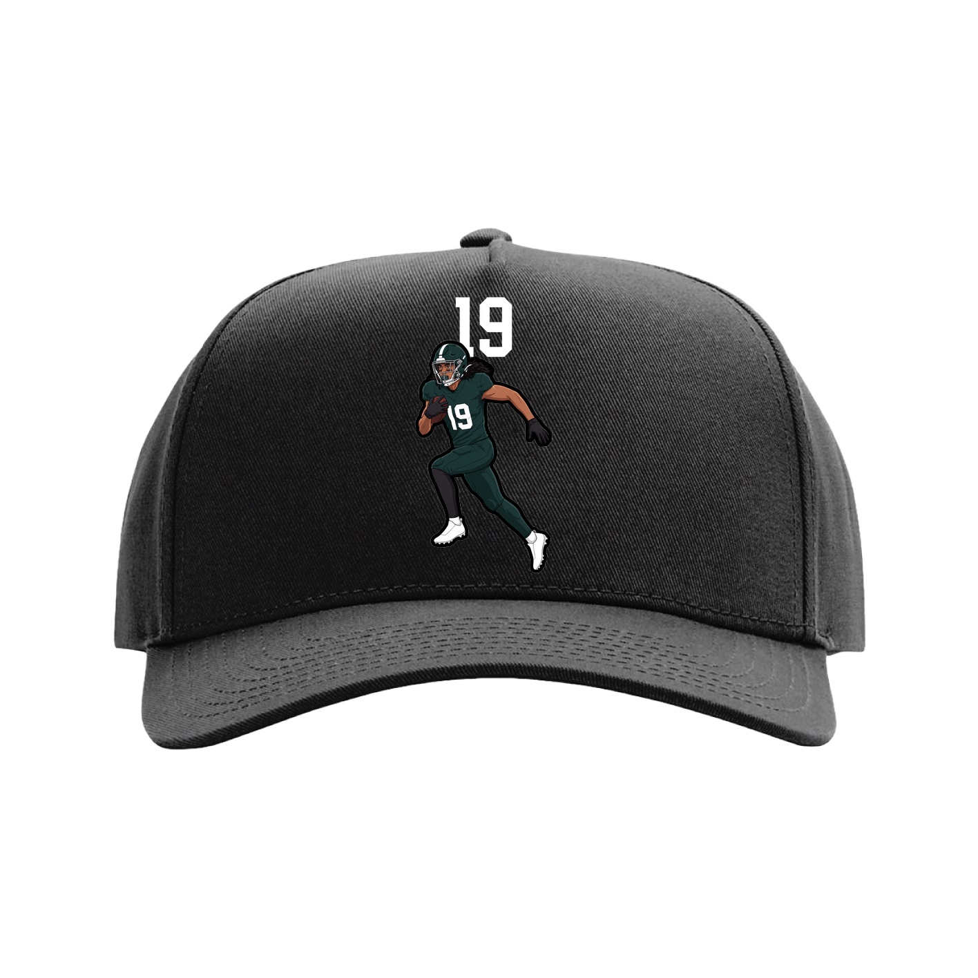 Full Fabric Five-Panel Champ Cap — Number Top in Black