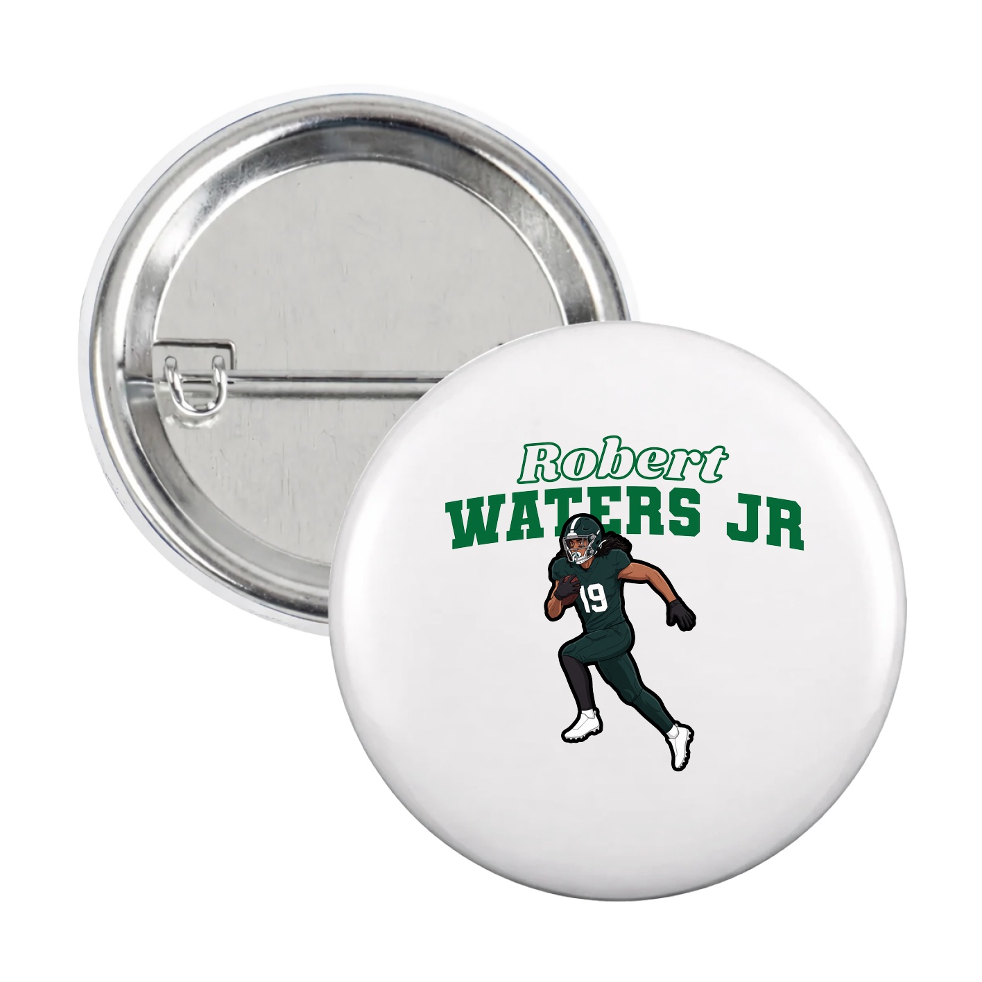 Game Day Button — Name Arch in White