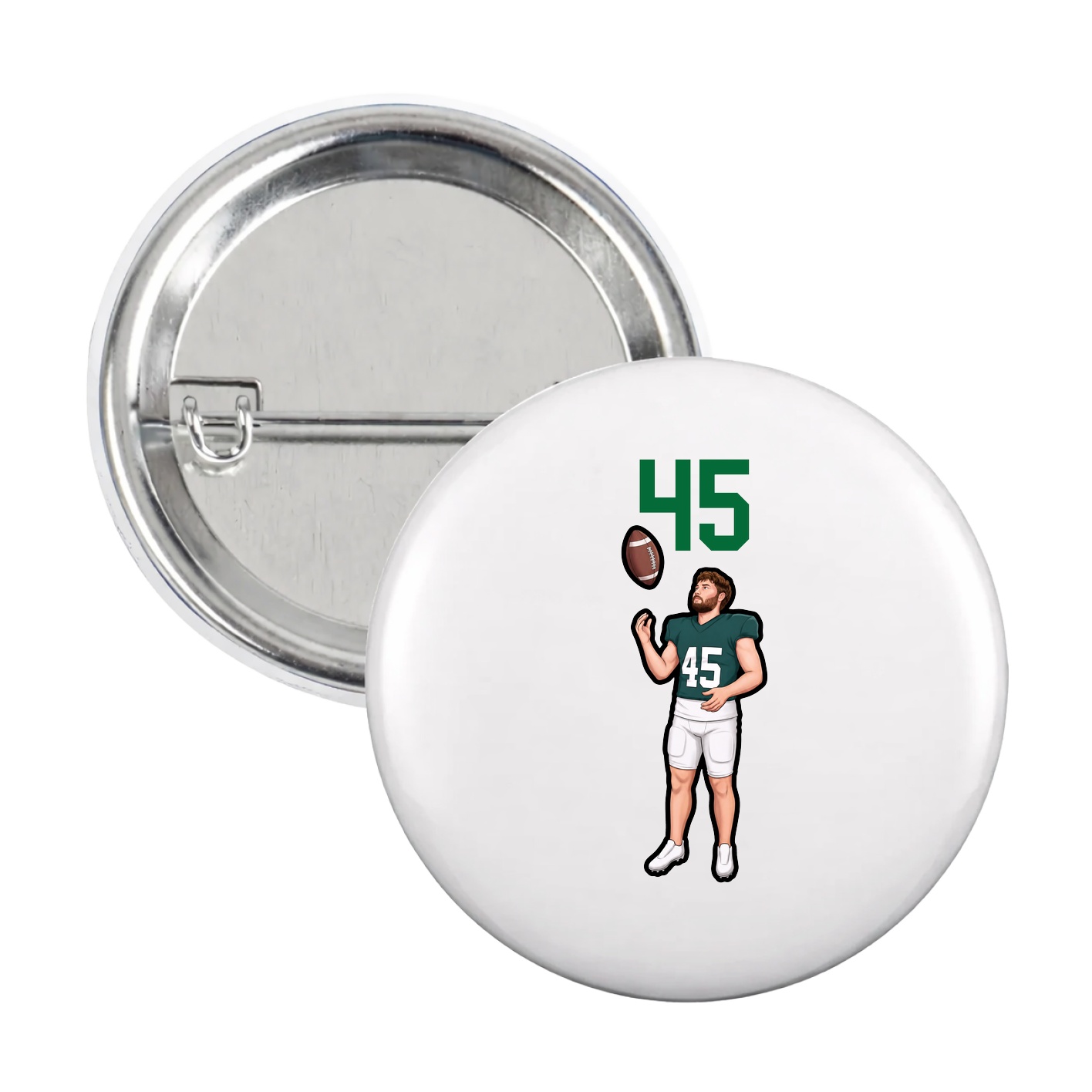 Game Day Button — Number Top in White