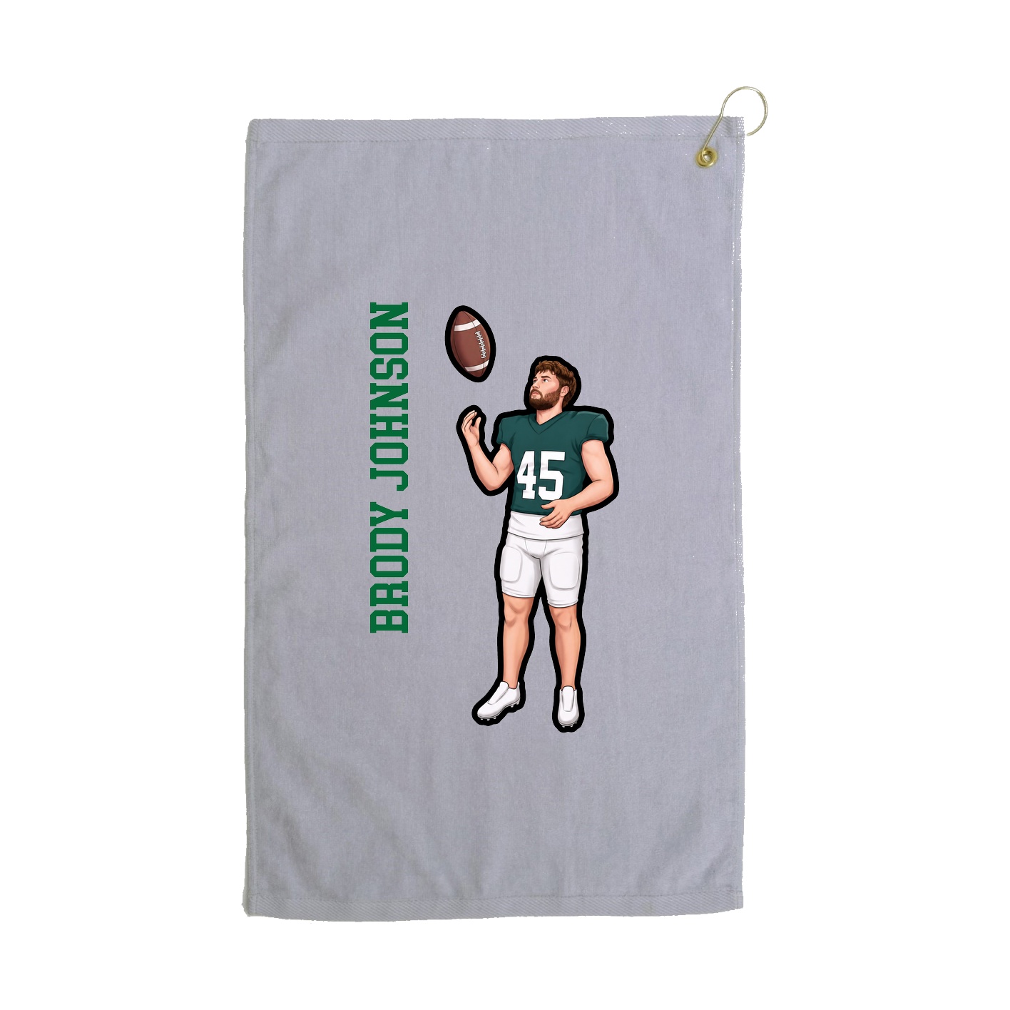 Golf Towel — Name Vertical in Grey
