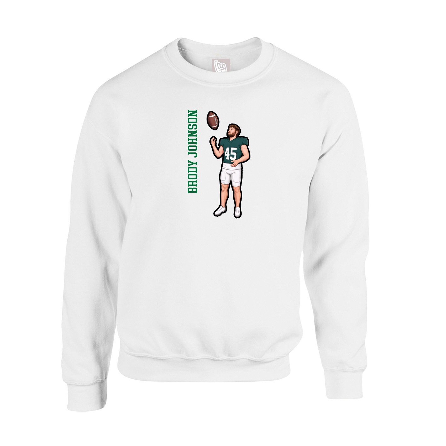 Fleece Crew — Name Vertical in White