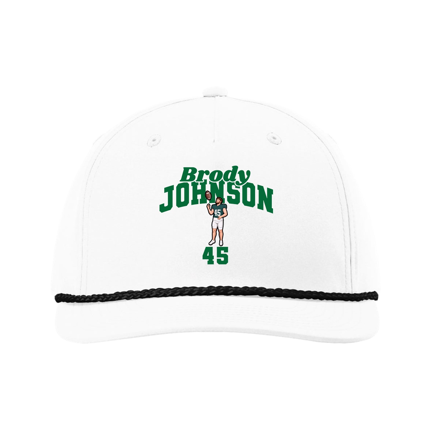 Five-Panel Classic Rope Cap — Signature Arch in White