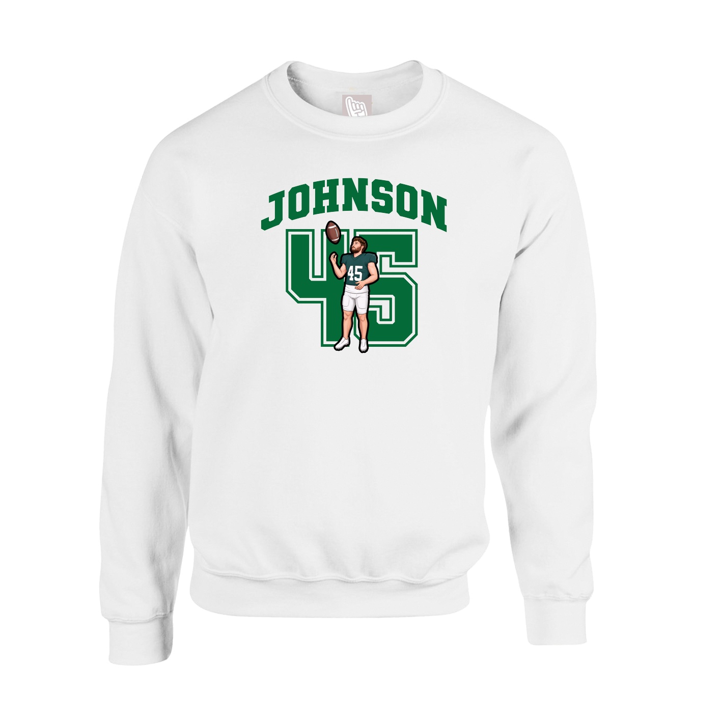 Fleece Crew — Number in White