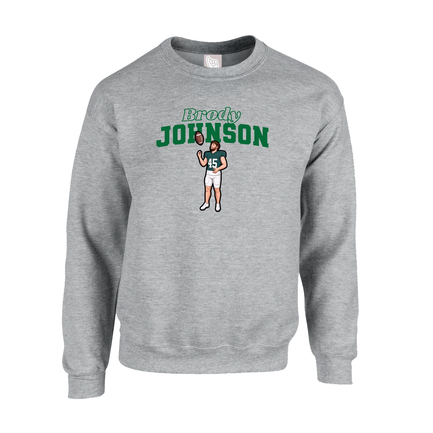 Fleece Crew — Name Arch in Grey